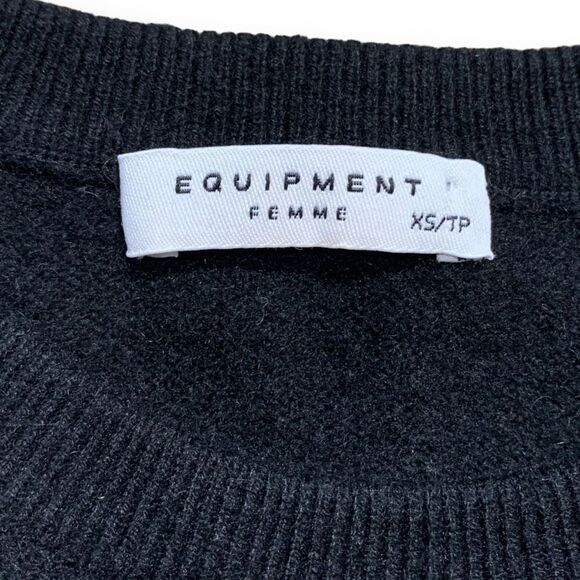 Equipment Sloane Cashmere Sweater Black Neutral Knit Pullover Crewneck Top XS - Picture 8 of 10